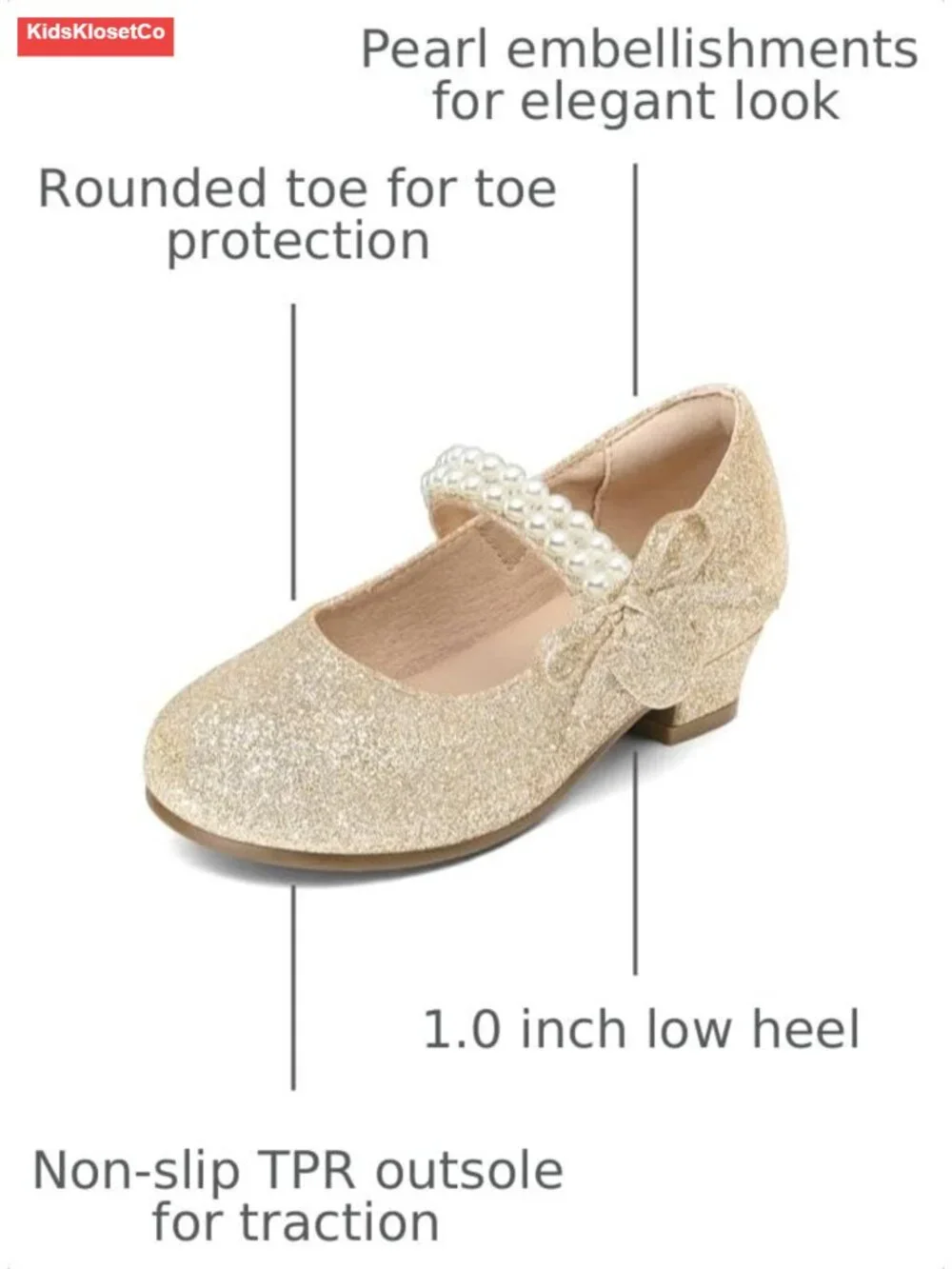 Low Heel Princess Mary Jane Dress Pumps for Girls Party Wedding